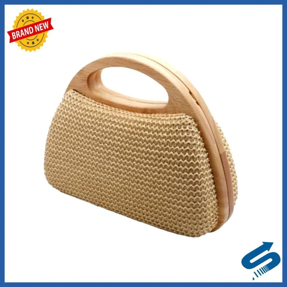 Straw Clutch Handbag Woven Evening Bag Crossbody Top Handle Wedding Party